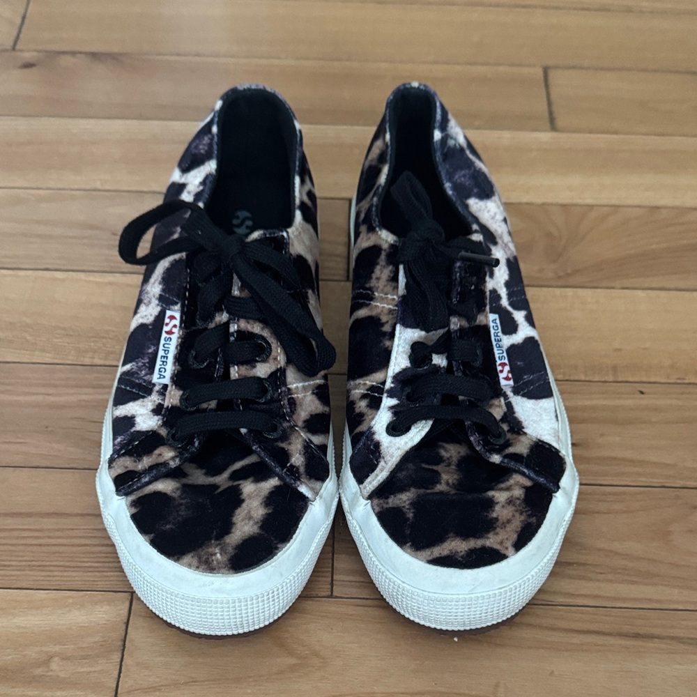 Superga Leopard Print Sneakers with Black Accents